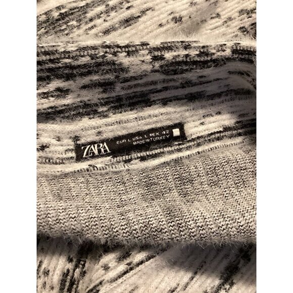 ZARA Button-up Shirt Shacket Abstract Shades of Grey Soft Large Dark Boho 90's - Picture 6 of 8